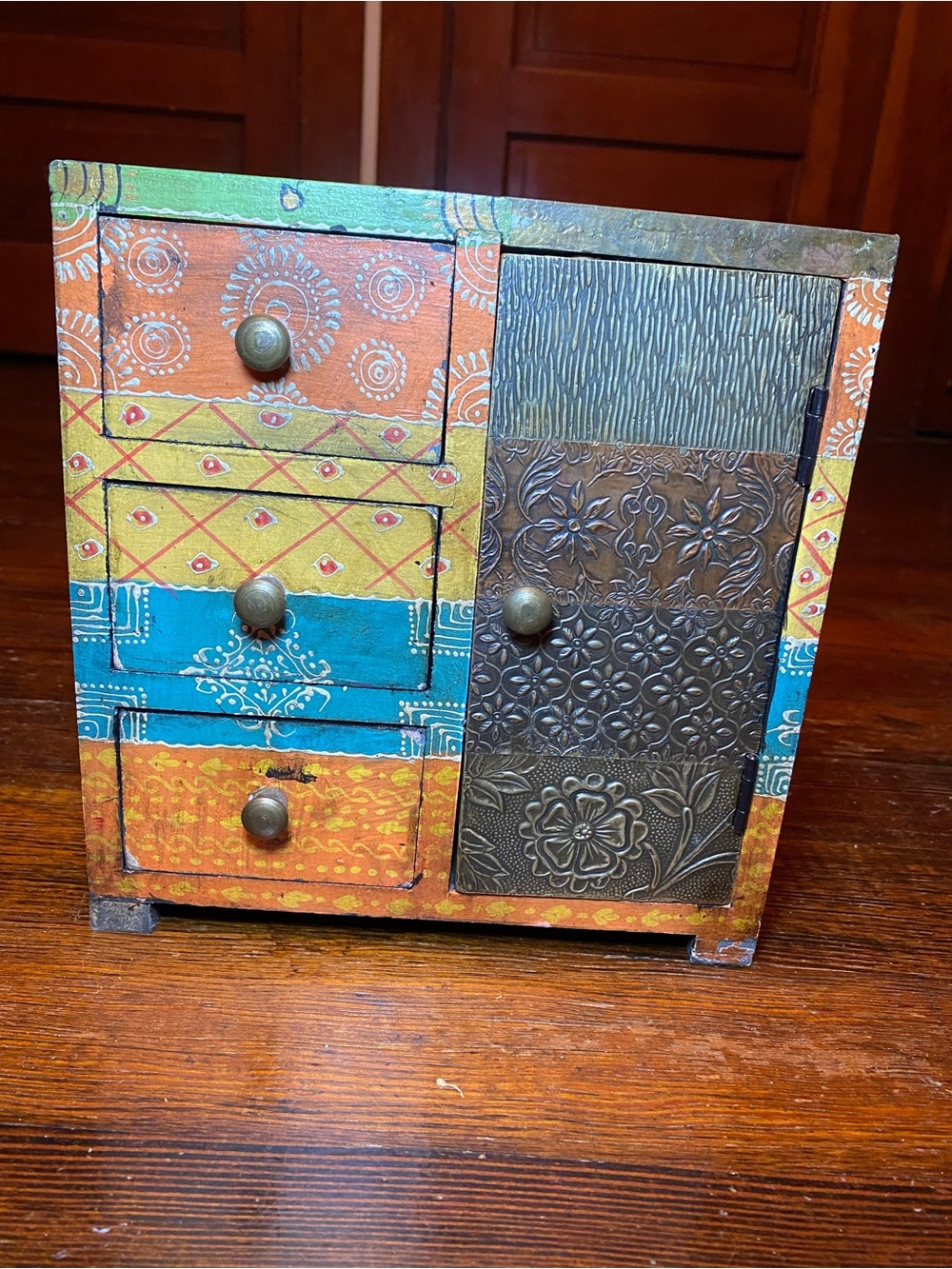 EUC Sundance Catalogue Hand-Painted Multicolor Decorative Jewelry Chest